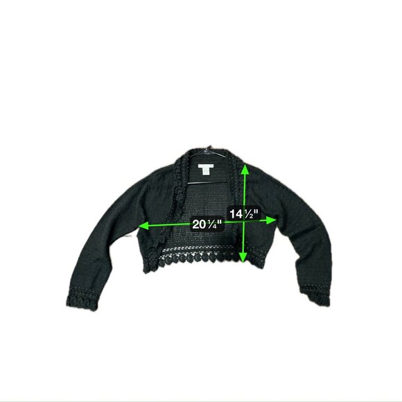 WD-NY Black Open Front Crochet Sweater Lightweight  Cardigan Shrug Size Large - Picture 6 of 9